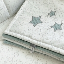 Paturica bebe din satin si stofa de vafe Stars mentă (5)